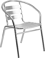 Vista 3 de EMMA + OLIVER Aluminum Indoor-Outdoor Stack Chair with Triple Slat Back and Arms
