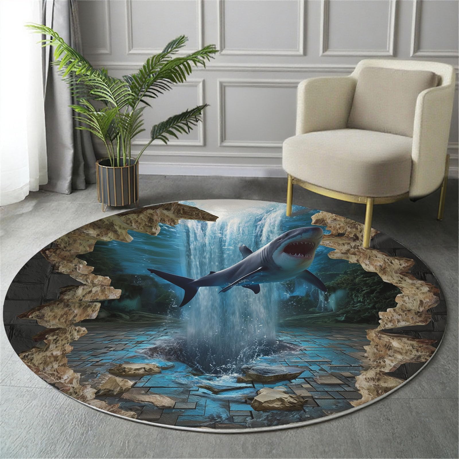 Tapis requin bleu 200cm pour transformer le sol de votre salon