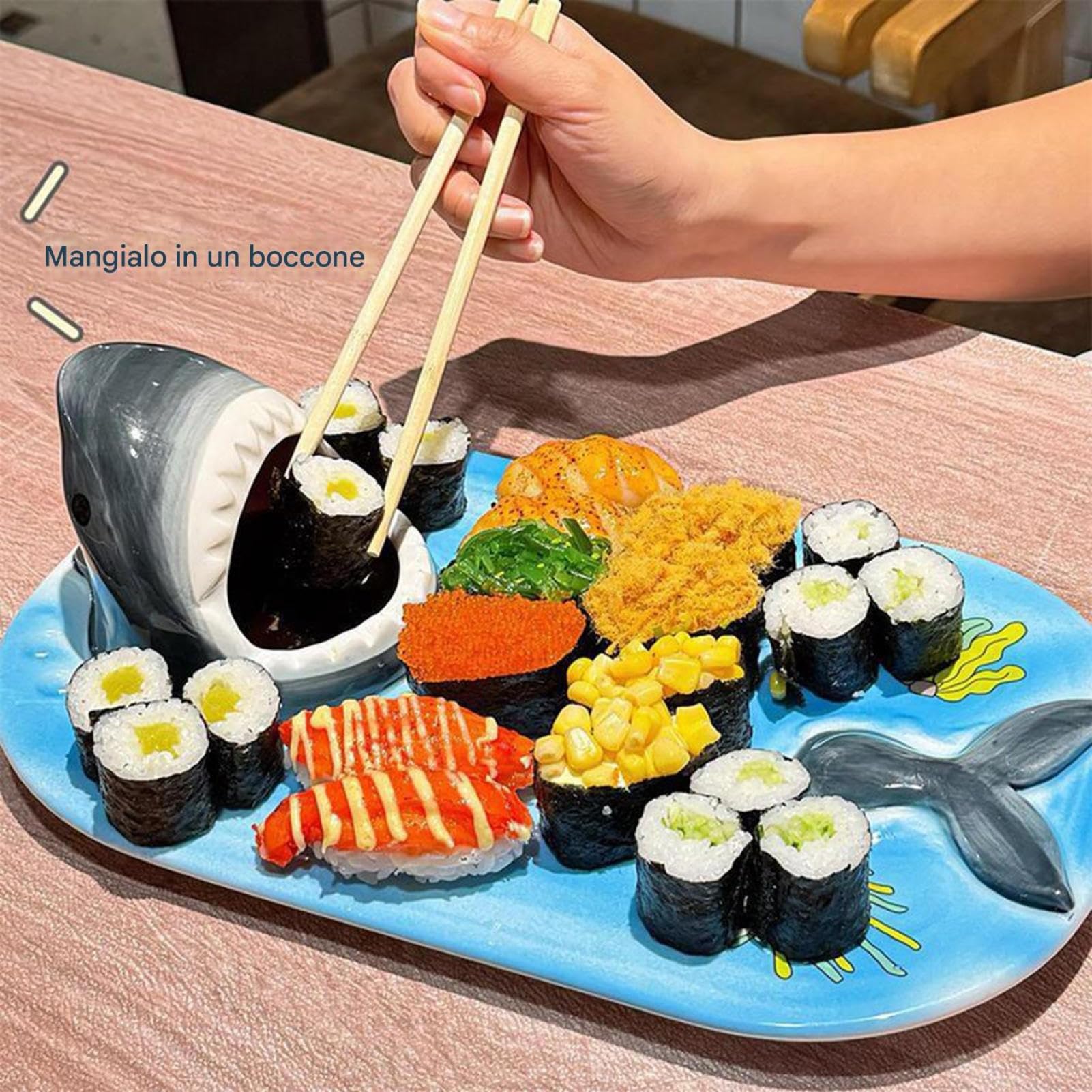 Assiette Sushi Requin Vaisselle Résistante Aux Hautes Températures | Assiette Requin avec Compartiment à Sauce Pour Dumplings Fruits Fêtes Maison Restaurant