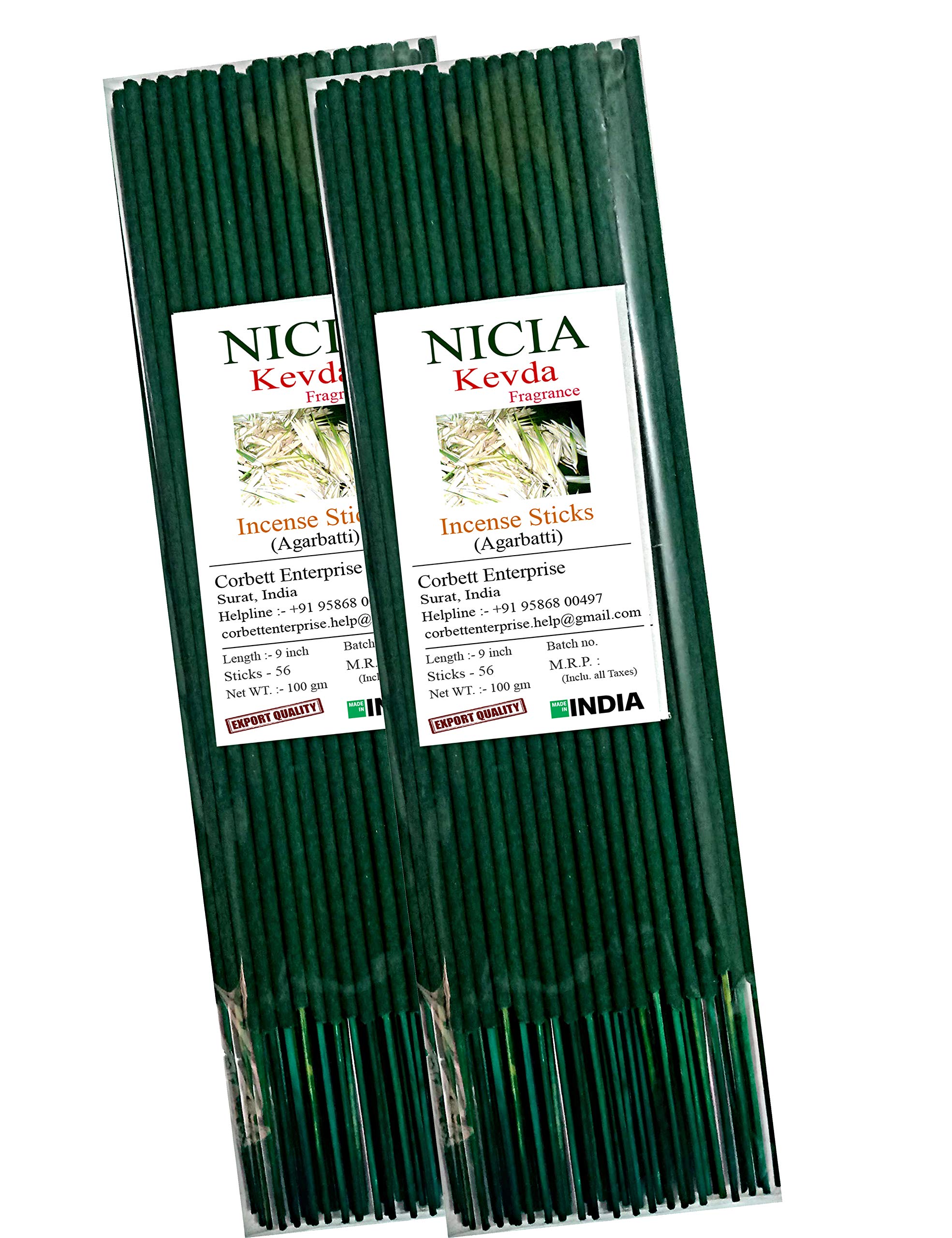 Nicia Kevda Fragrance Incense Sticks 2 x 100 Kevda (100 g)