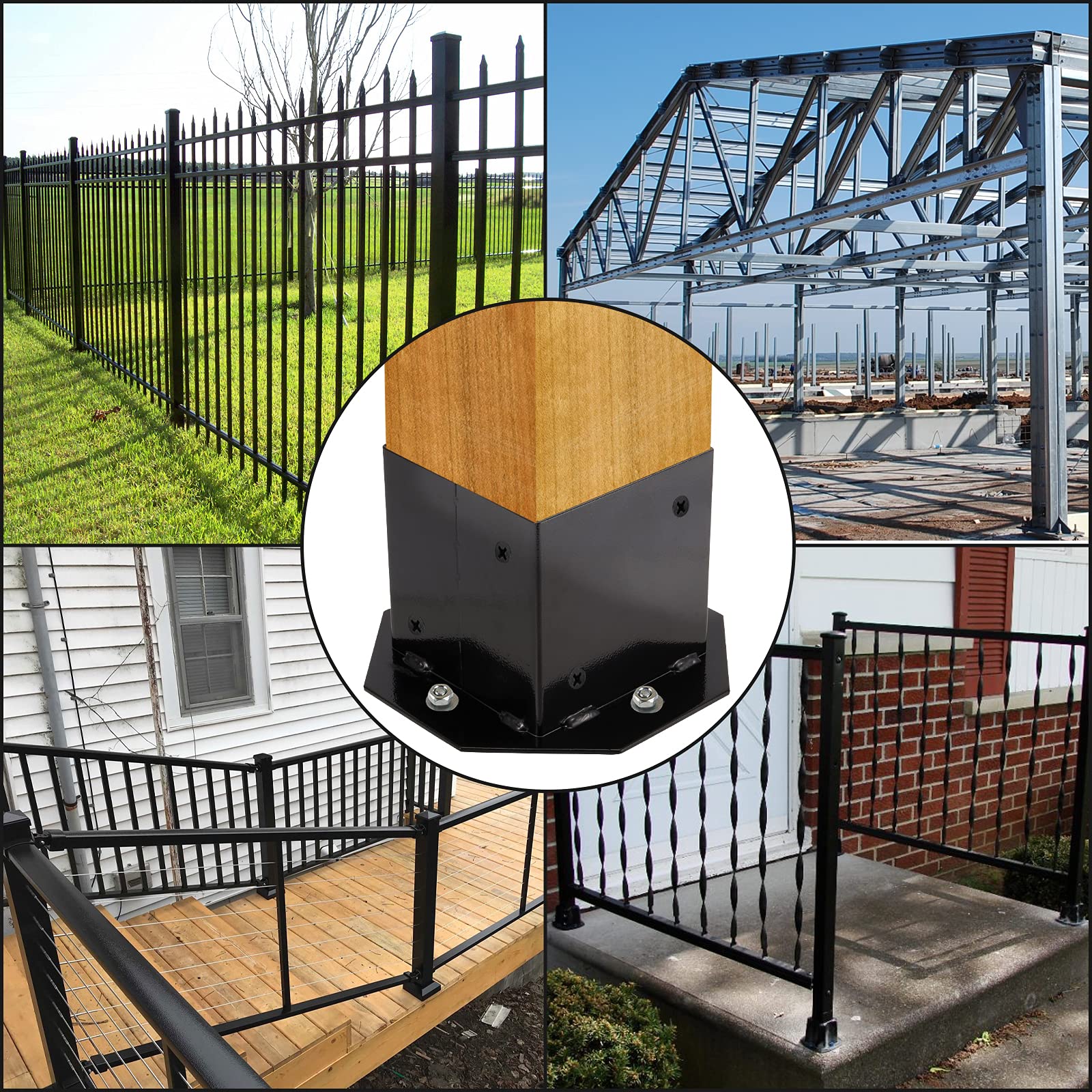 Post Base With Hardware 4x4 Inch Post Base Brackets - 4 Pack Steel ...