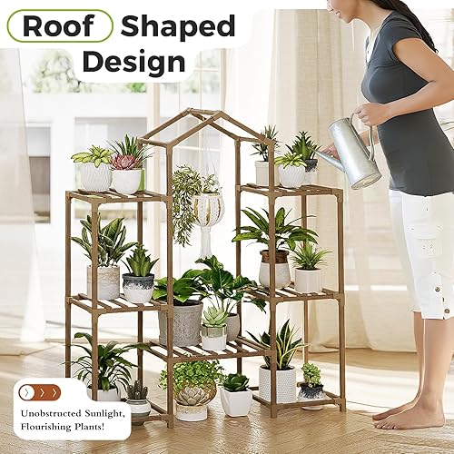 Miniatura 2 de Bamworld Soporte para plantas colgantes de interior, estante grande para plantas al aire libre, para múltiples plantas, decoración bohemia para el