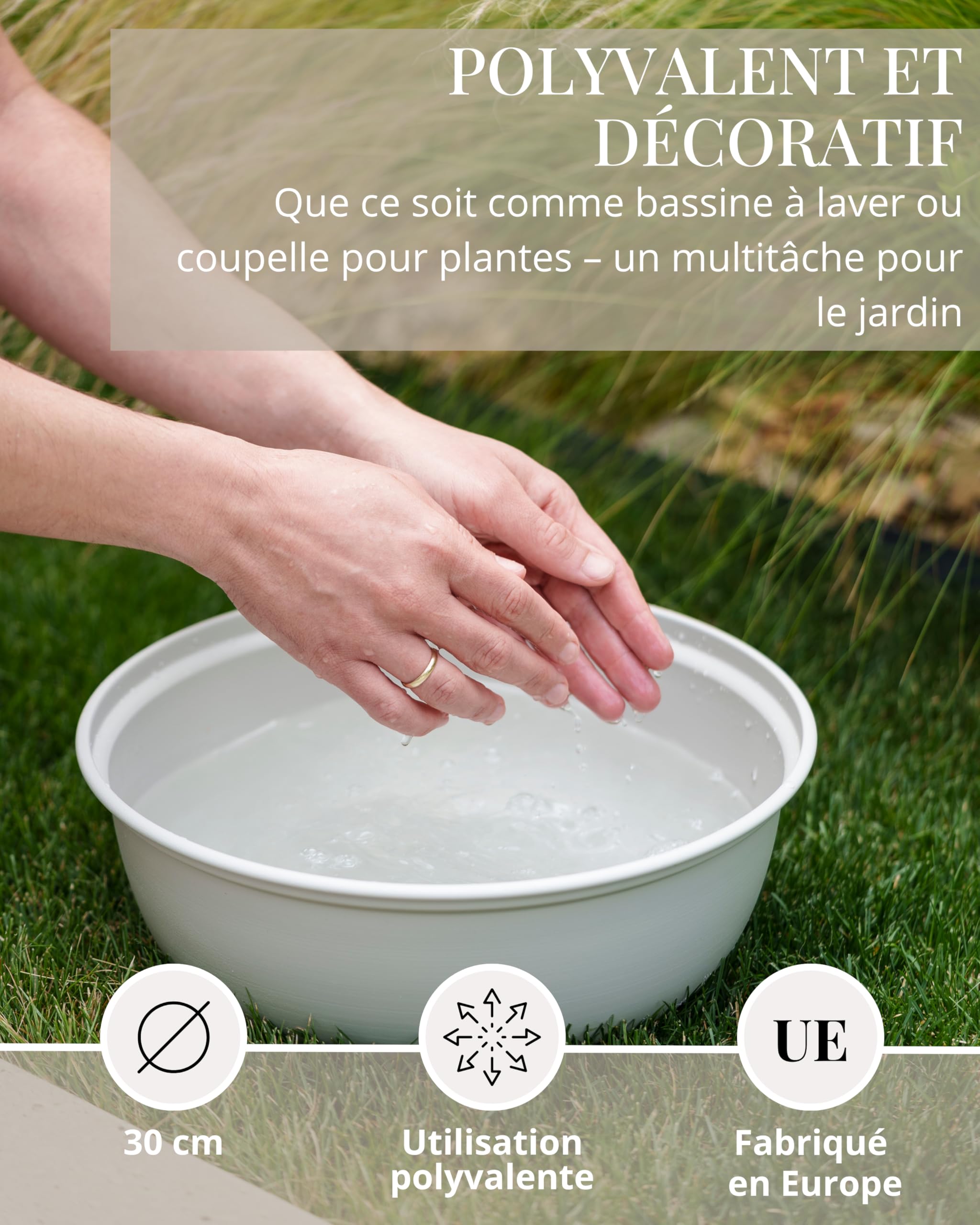 Livlig53 LIVLIG Jardinière ronde 33 cm, en métal, cuvette de lavage, fabriquée en Europe, utilisation polyvalente comme bol décoratif, bol à vaisselle, bol de l'Avent, motif de grèges