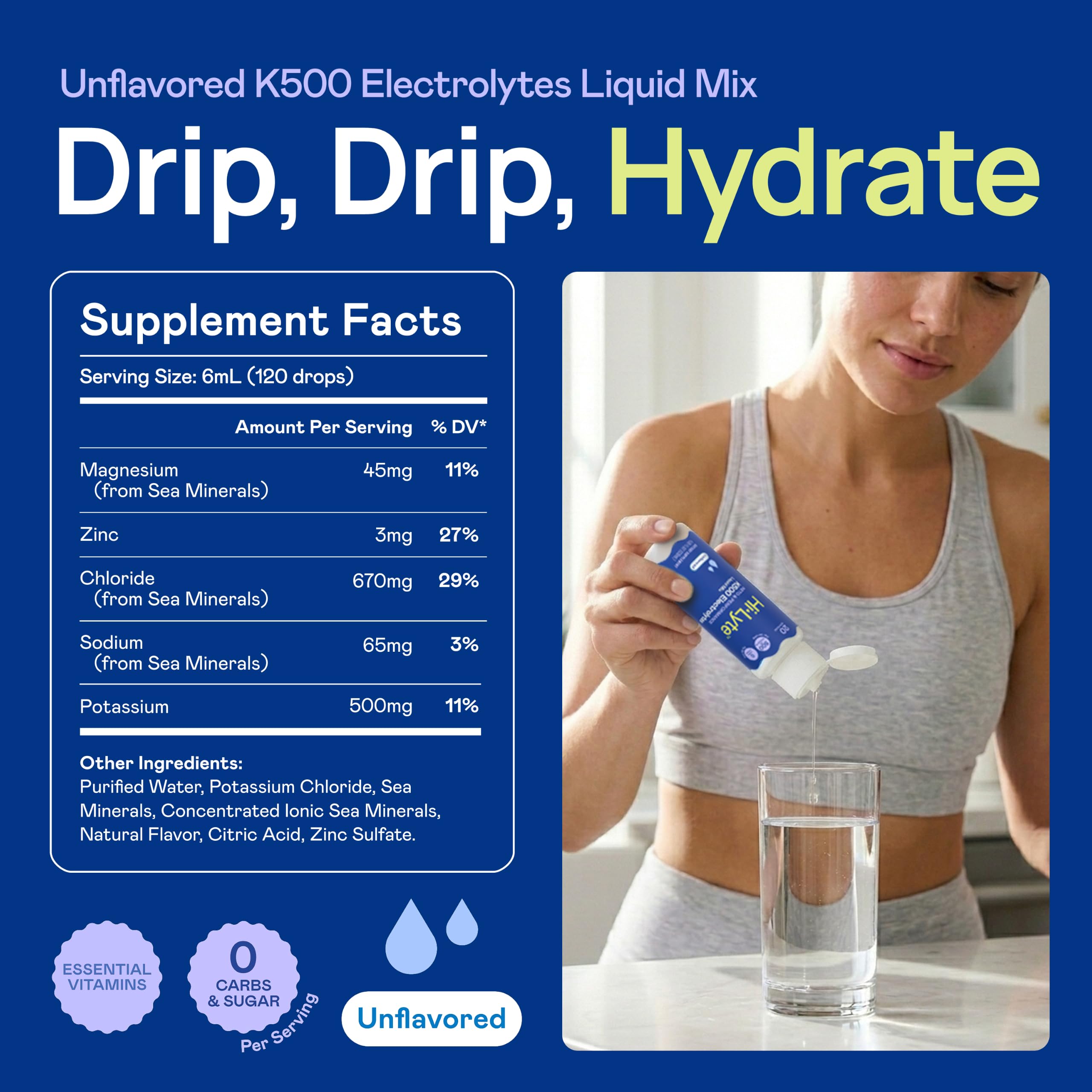 Hi-Lyte Keto Electrolytes Liquid Drops Unflavored, 20 Servings — Amazon image 3