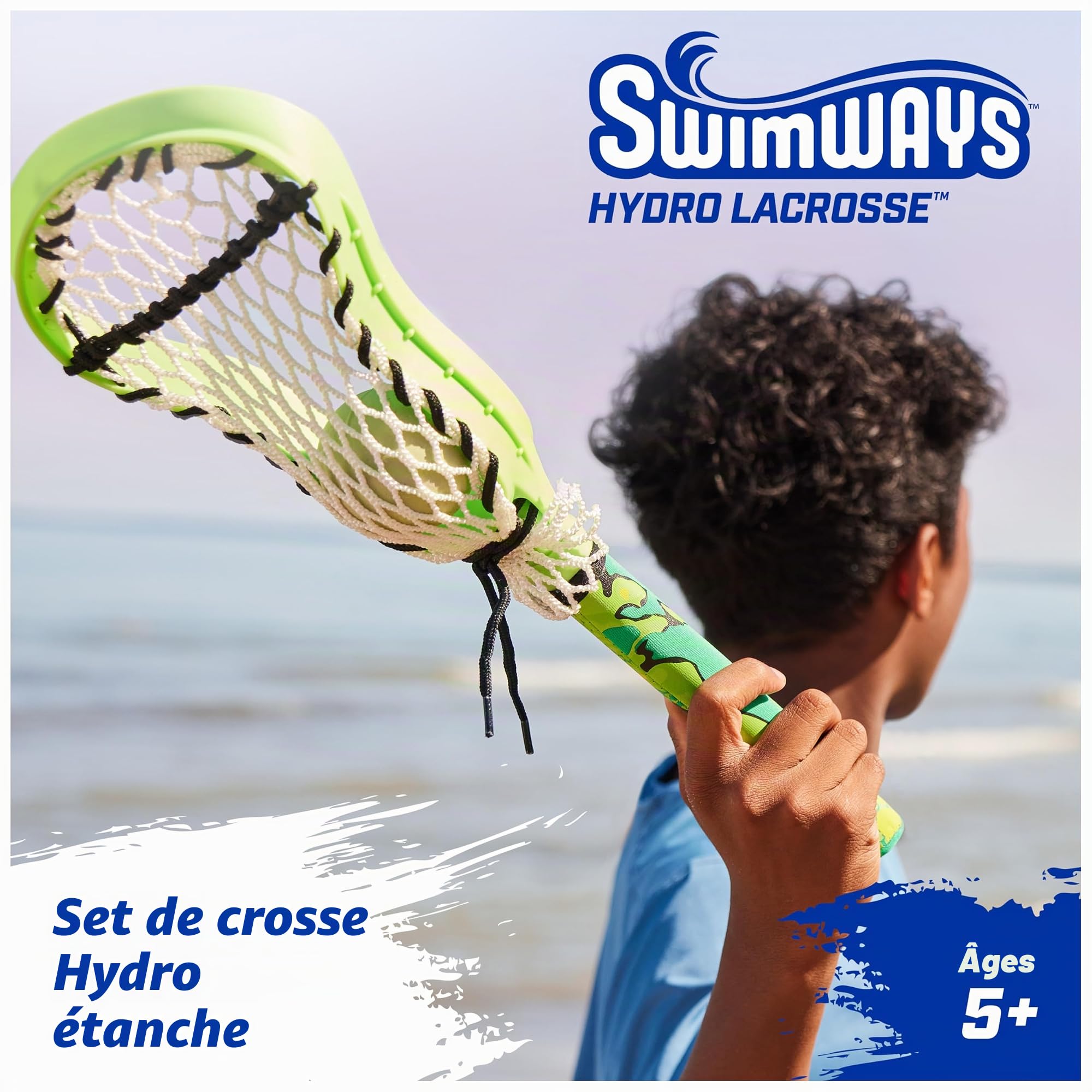SwimWays Hydro Lacrosse, ensemble de crosse étanche, jeux de plein air pour adultes et enfants, équipement sportif, jeux et jouets de fête au bord de la piscine, bleu