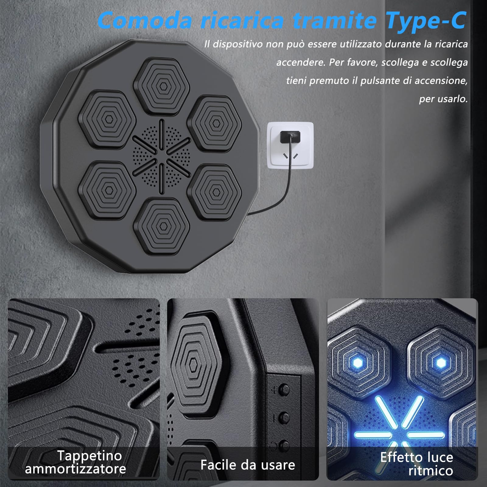 Macchina da Boxe Bluetooth con Musica, Macchina da Boxe Intelligente a Parete per Esercizi Domestici di Decompressione, Attrezzatura da Boxe con Guantoni da Boxe per Bambini, Adulti, Allenamento