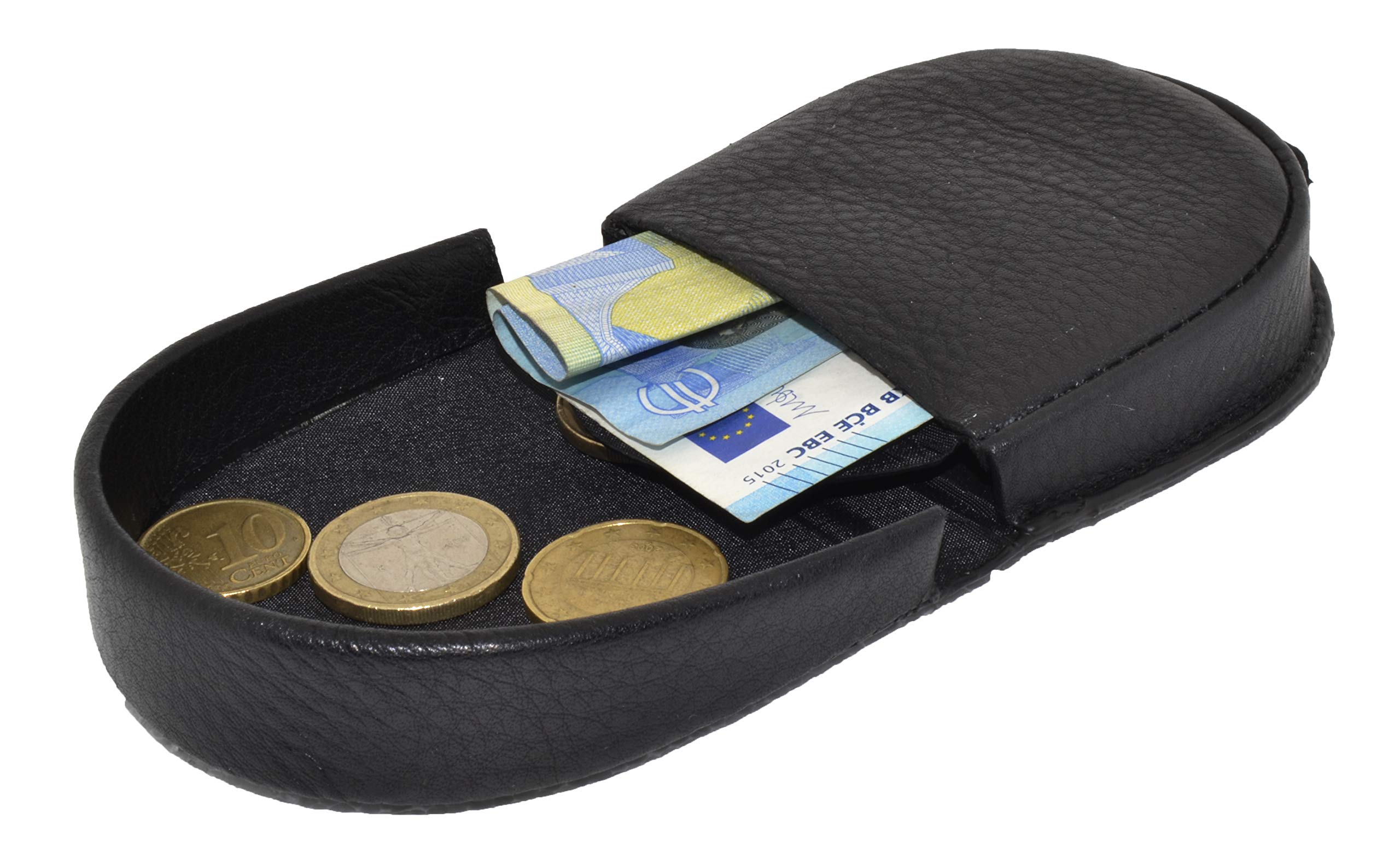 Coveri, Porte-Monnaie à Talon, Porte-Euros, pour Homme, Cuir véritable Noir -