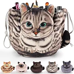 Openhaha Organizador de viagem com cordão, bolsa cosmética – presente para gatos, bolsa de maquiagem plana para quem ama gatos