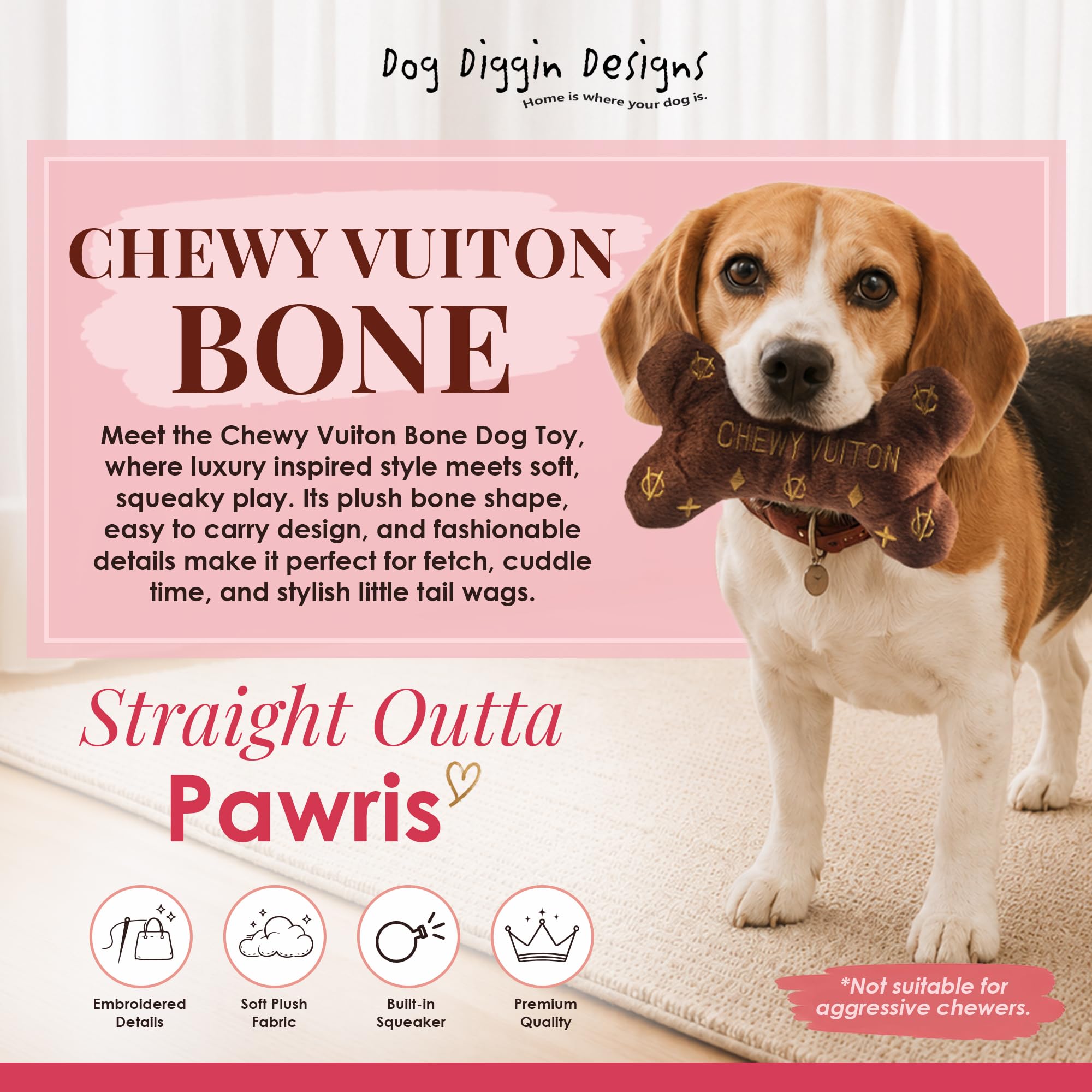 Pet Supplies : Chewy Vuitton Dog Toy : Dog Diggin Designs Chewy