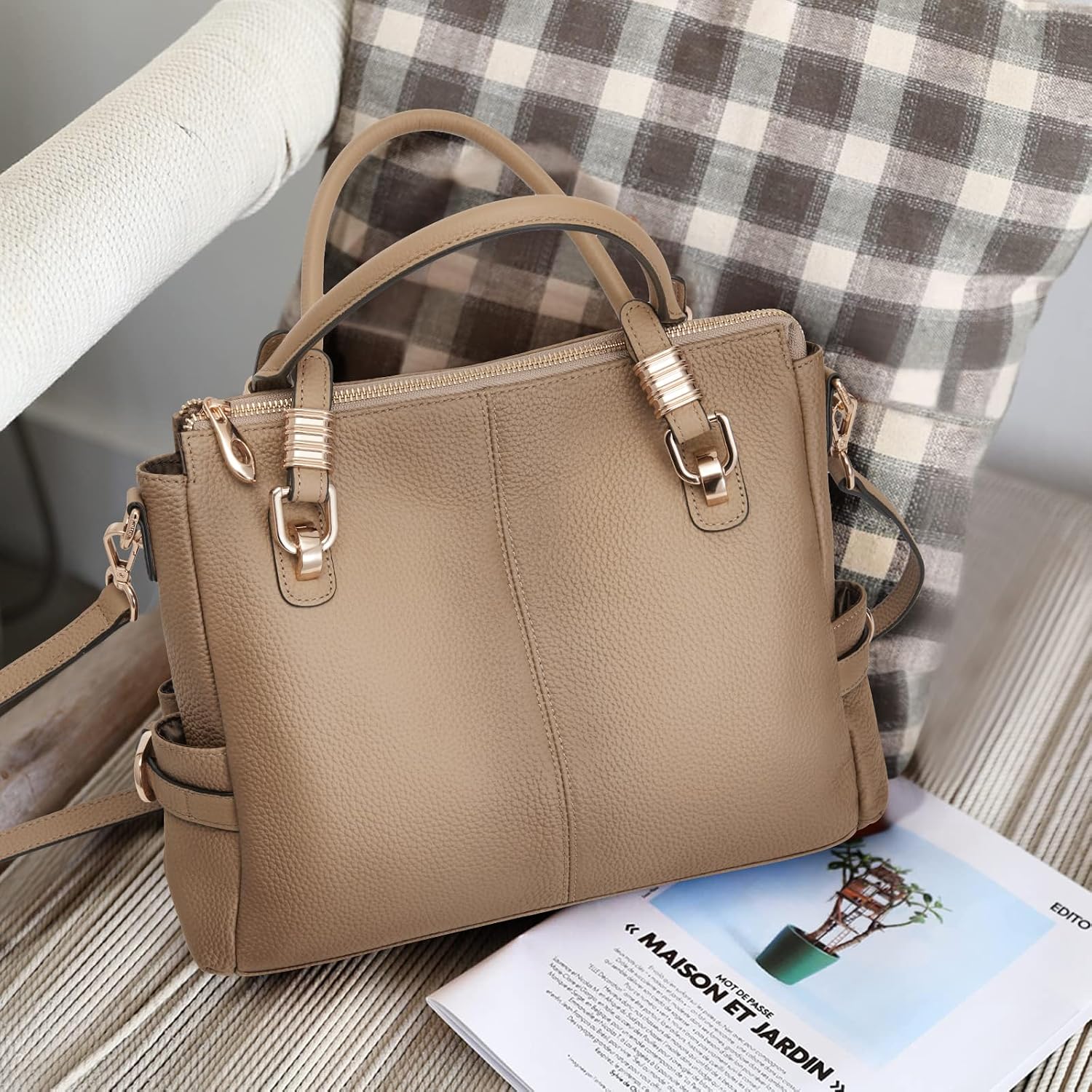  Women's Leather Purses and Handbags Satchel Tote Shoulder Bag thumbnail