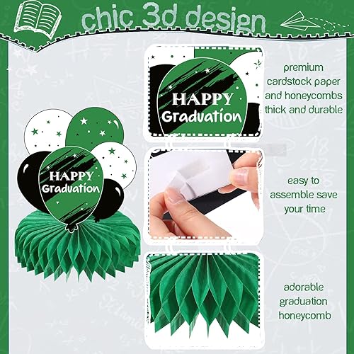 Miniatura 3 de Honoson 12 piezas de decoraciones de fiesta de graduación 2023, centros de mesa de nido de abeja de felicitaciones 2023, decoración de mesa de