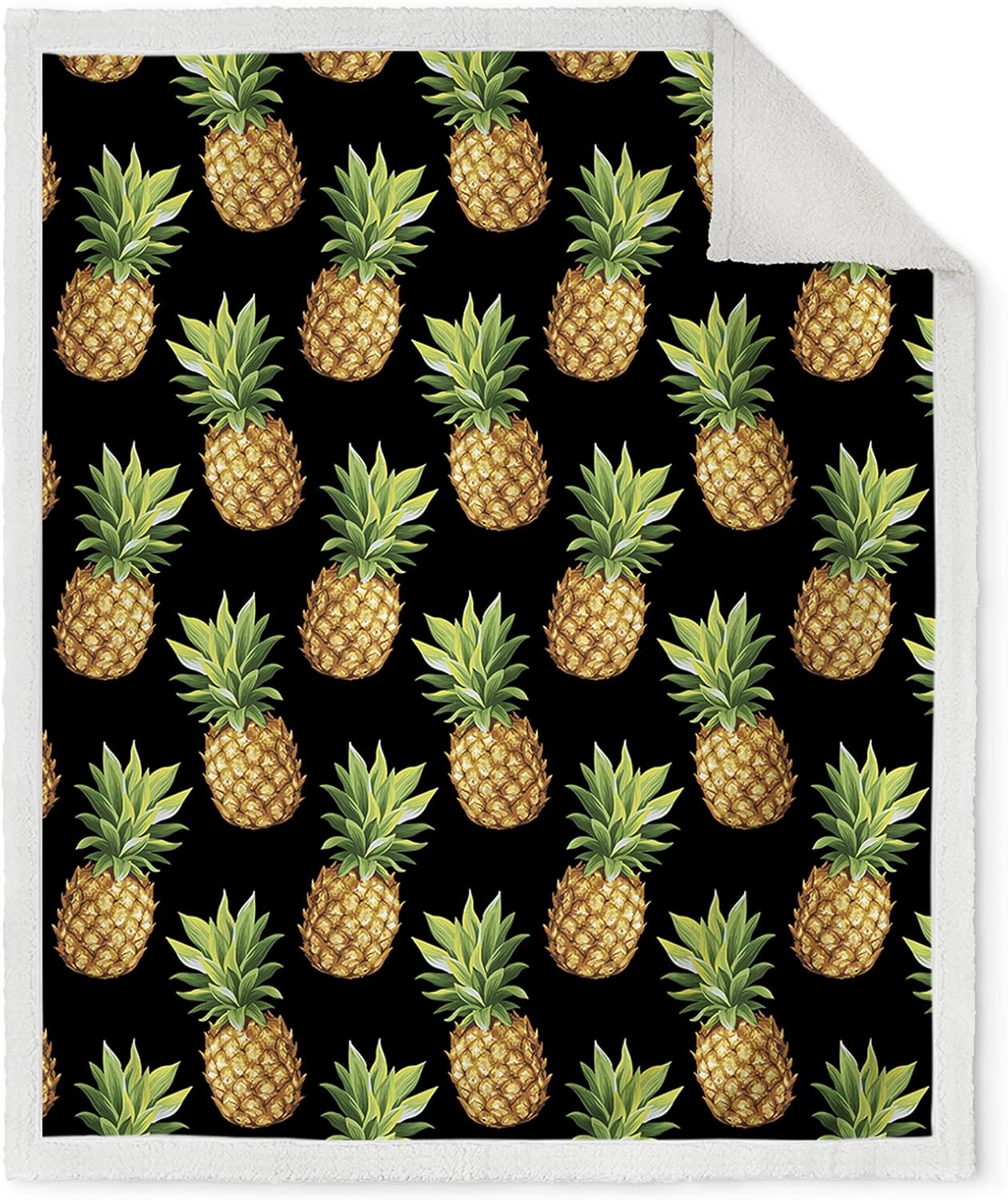 Jekeno Pineapple Blanket Gifts for Women - Presents for Fruits Pineapple Lovers Girls Mom Daughter Teen Birthday Valentines Christmas Decor Soft Cozy Warm Kids Adults Sherpa Throw 50"x60"