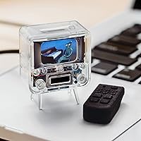 Vista 3 de TinyCircuits TinyTV 2 Mini TV portátil retro - Pantalla IPS de 1.14 pulgadas, videos precargados y cargables, recargable USB-C, controles de perilla