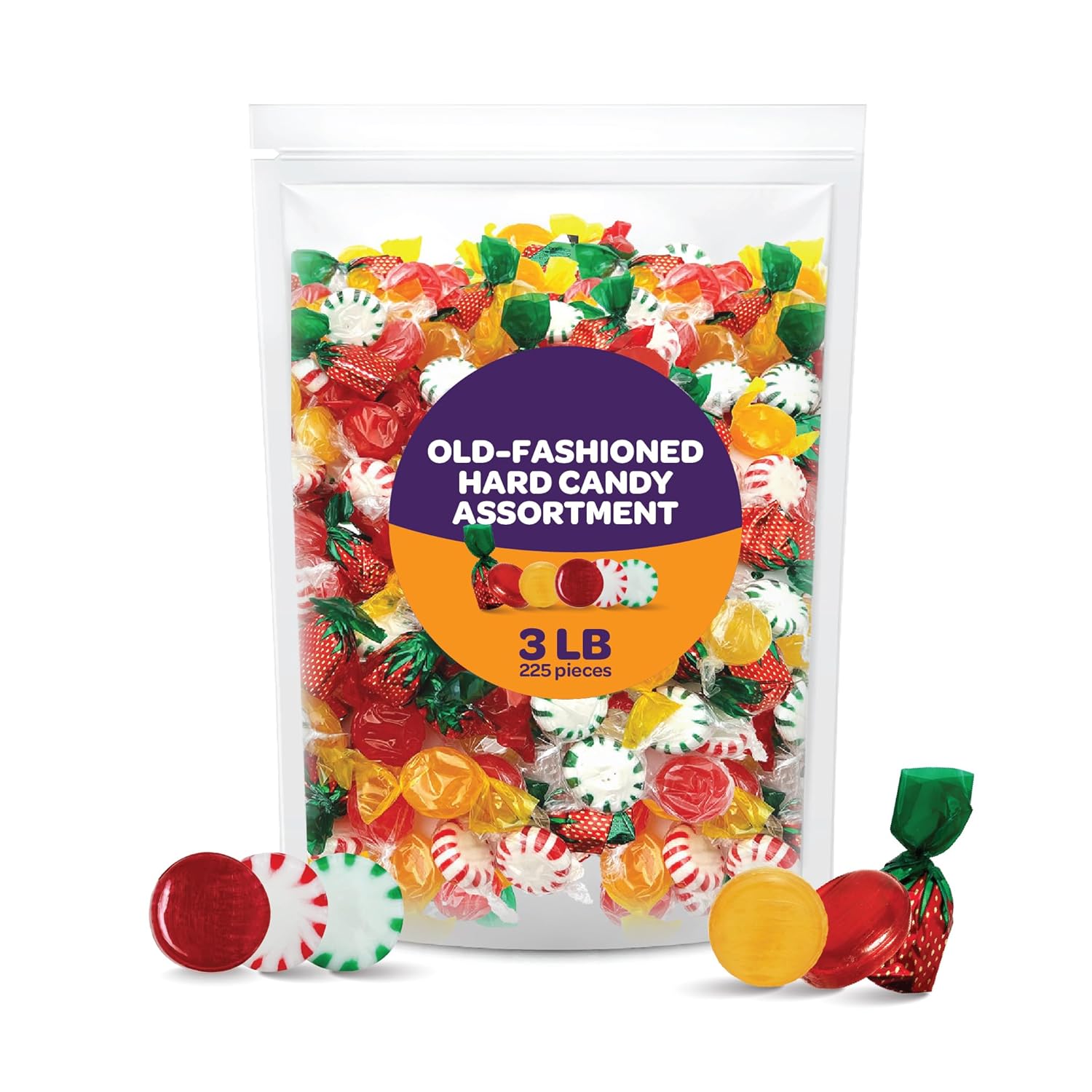 Old-Fashioned Hard Candy Assortment - 3 Pound Bulk Pack (About 225 Count) - Strawberry Bon Bons, Cinnamon, Butterscotch, Fruit Flavors (Pack of 2)