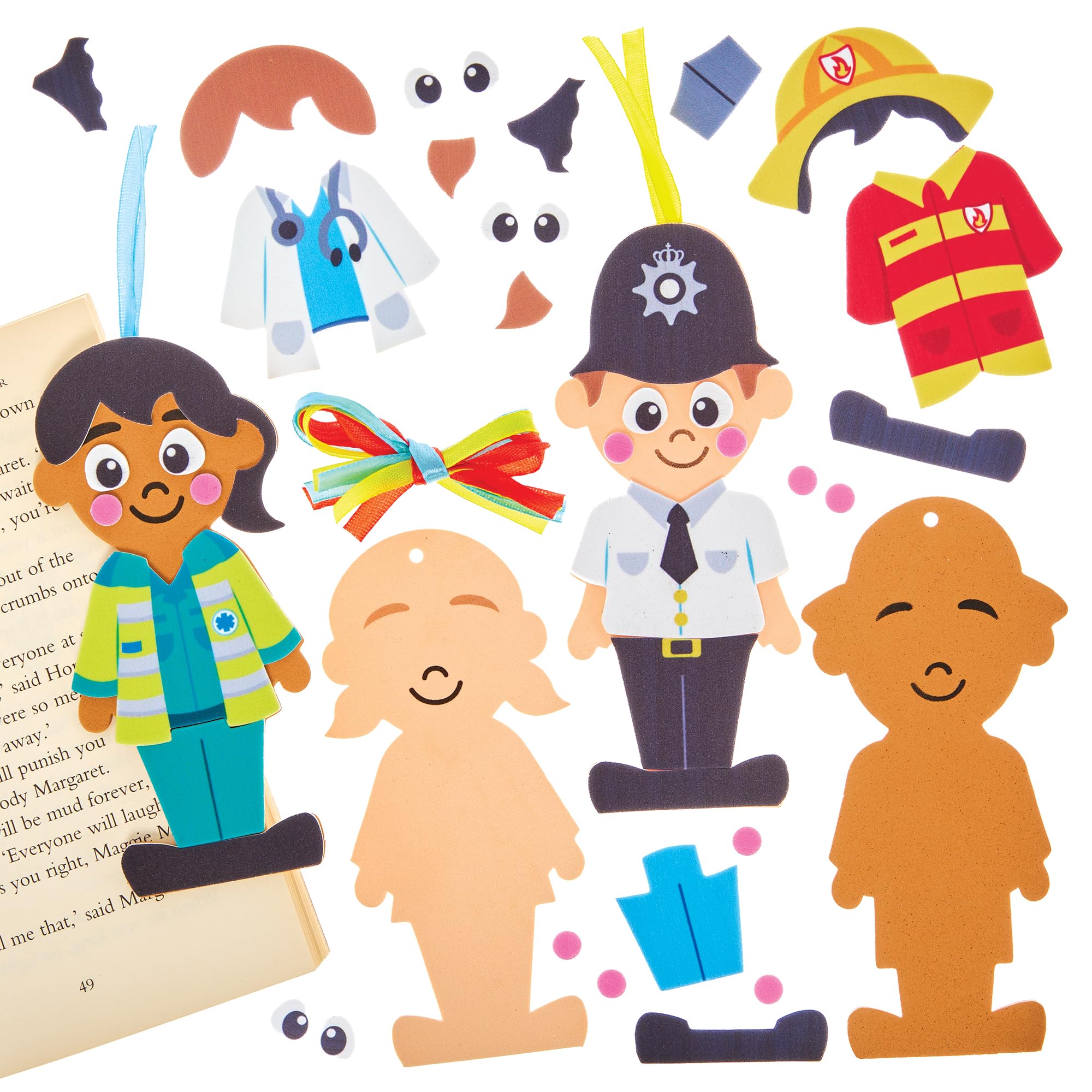 Baker Ross FN058 Everyday Hero Bookmark Kits - Pack of 6, World Book Day Kits, Bookmark Making for Kids