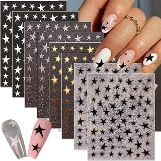 8 Leaf 3D Star Nail Art Stickers, DIY Self Adhesive Glittering Shiny Geometry Nail Art Designs for Acrylic Nails