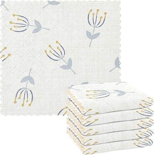 Juego de 6 toallas de microfibra de secado rápido con estampado floral de calidad para horno de baño