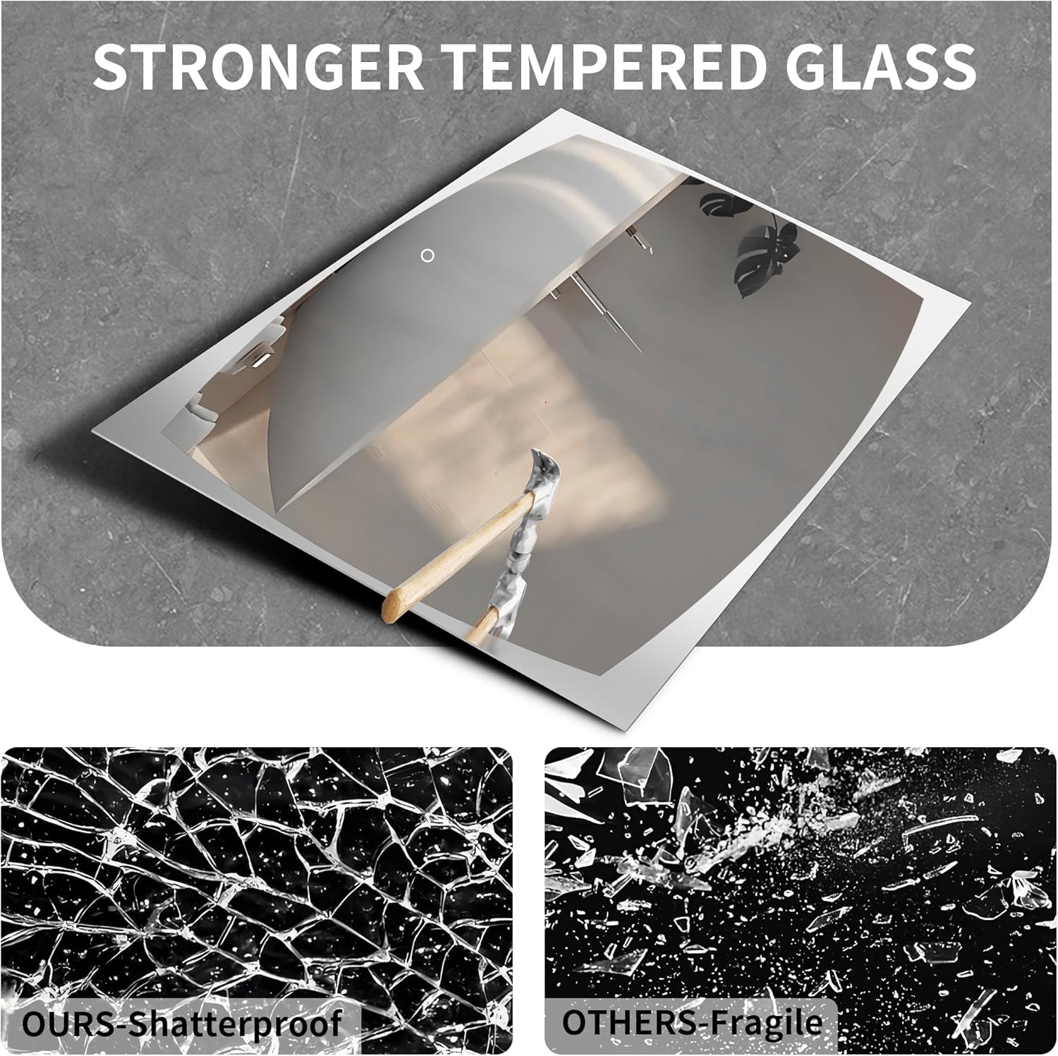 47‘’x27'' Lighted Mirrors for Bathroom Wall Backlit Rectangular, LED Bathroom Mirror Frameless with Lights, Dimmable, 3 Colors,Tempered Glass, Shatter-Proof