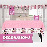 Vista 3 de Minnie Mouse Birthday Decorations Serves 16 Guests Banner, Table Cover, Plates, Napkins, Sticker Officially Licensed