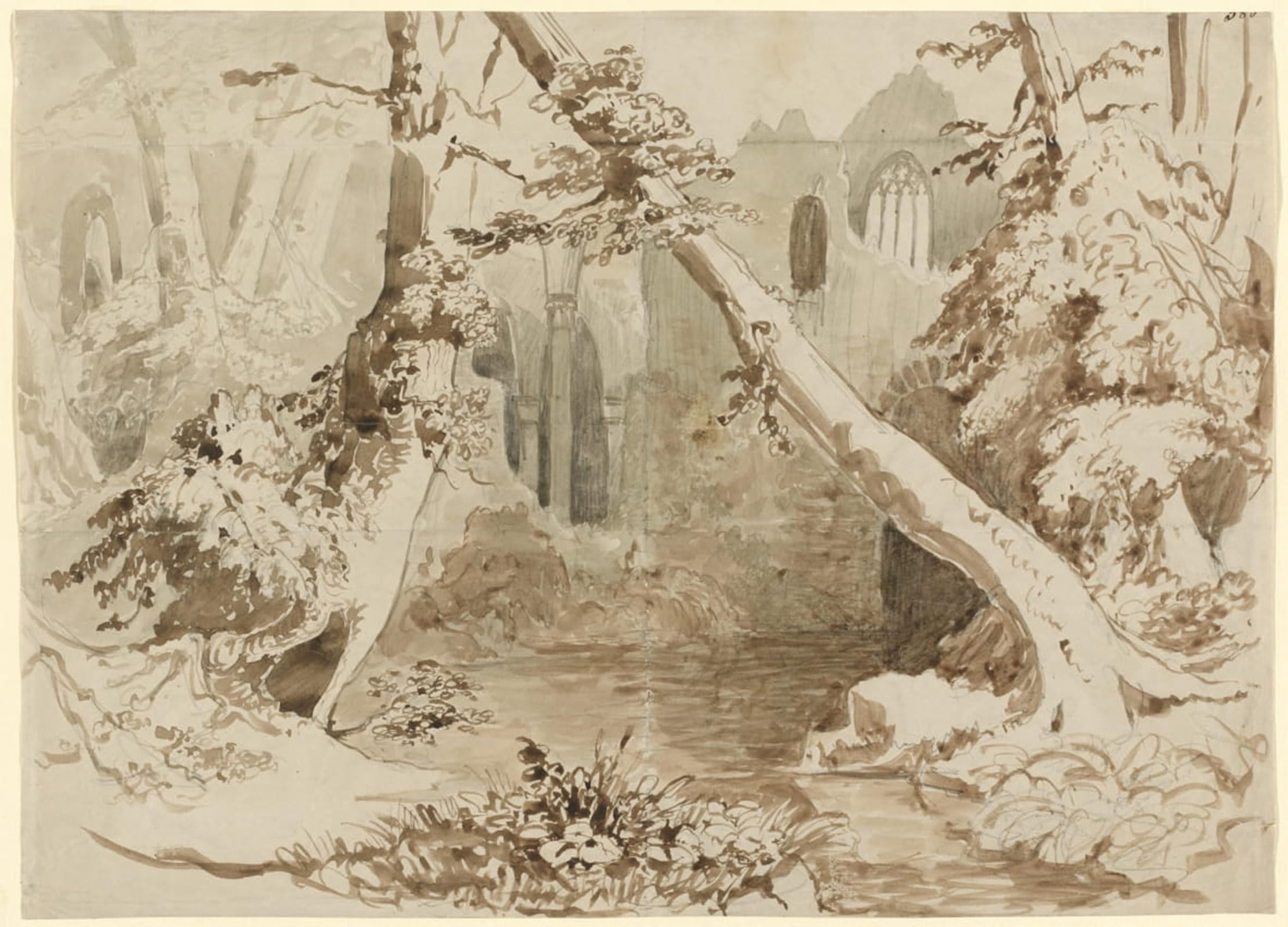 ARTXLXXBN Famous Print Painting Colorful Art Print a Ruined Church in the Forest by Carl Blechen Canvas Art Decorations for Home Decor 60x90cm
