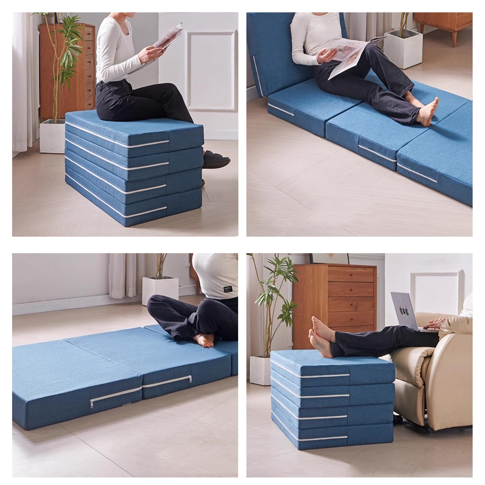 Składany materac tatami można prać w pralce, rozkładana sofa, krzesło, łóżko, idealny dla gości, na kemping, w podróż, składany materac do spania dla dzieci, łatwe przechowywanie (200 x 90 x 5