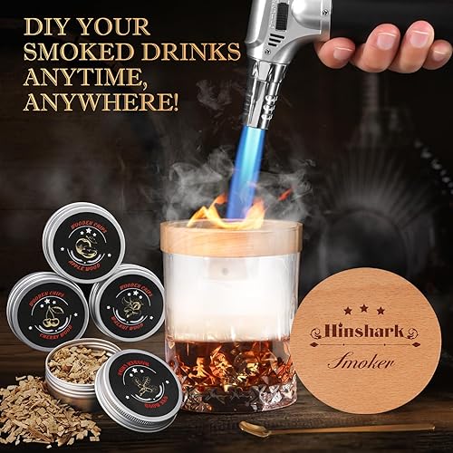 Miniatura 7 de Regalos para el día de San Valentín para él, kit de ahumador de cóctel con antorcha y soporte, 4 fichas de madera para ahumador, regalo de San
