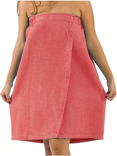 BY LORA Toalla envolvente para mujer, vestido de toalla de bañoducha con cierre ajustable, ligero, largo hasta la rodilla, envoltura corporal para