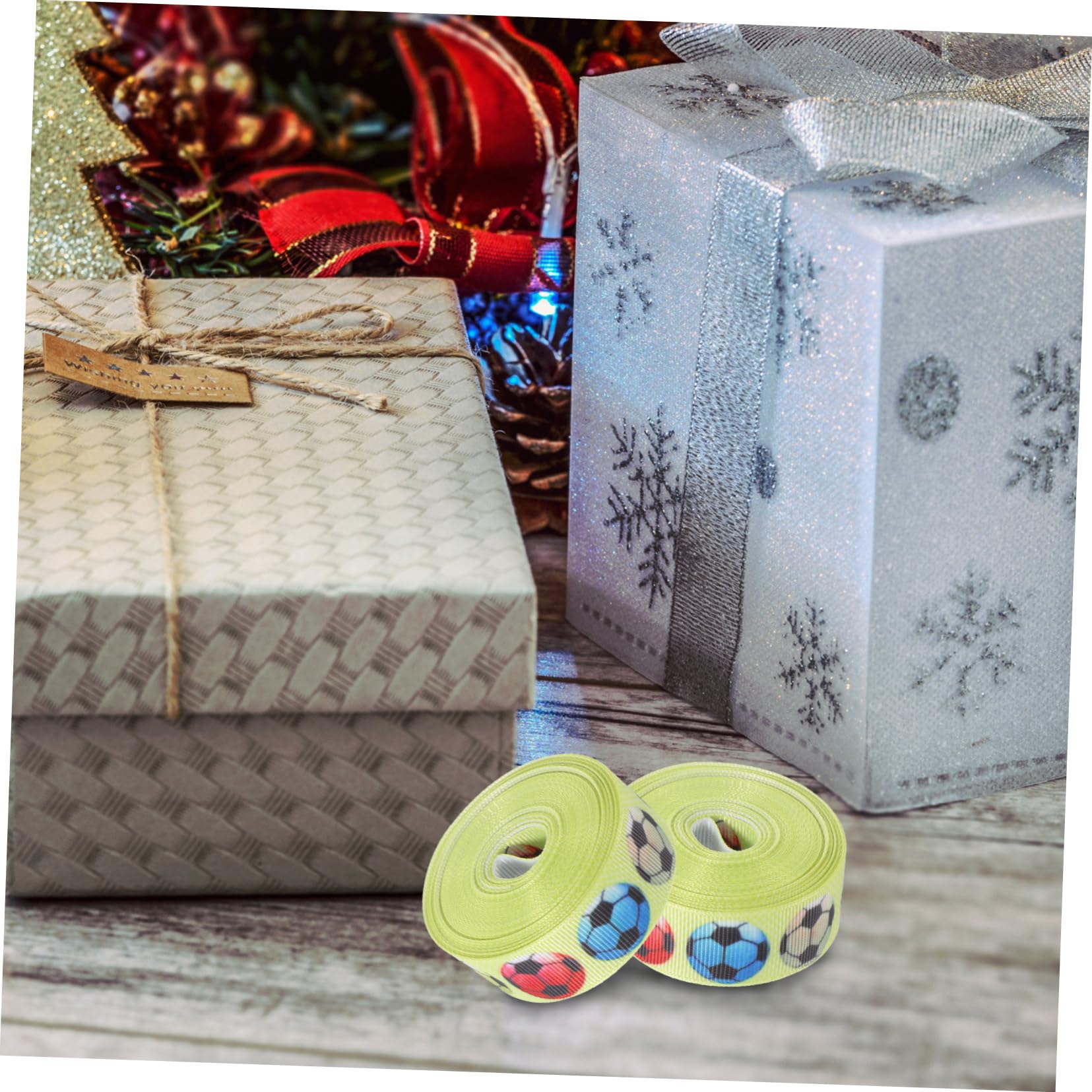 Gadpiparty 5 set Nastro Decorativo Da Calcio Nastro Verde Spesso Per Matrimonio Turchese Blu Con Filo Da Calcio Bianco In Raso Nastri Colorati 2 * 5