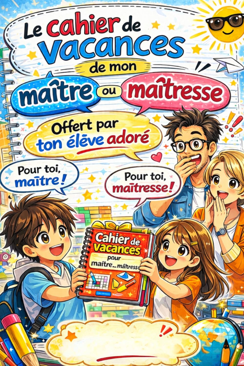 Le cahier de vacances de mon maitre ou ma maitresse: cadeau de fin d’année scolaire