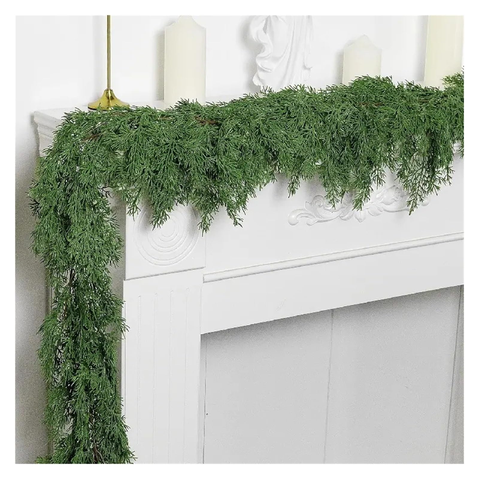 Guirnalda Artificial de Cedro y Pino de 180 o 270 cm, Ideal for Uso Interior y Exterior.(180cm)
