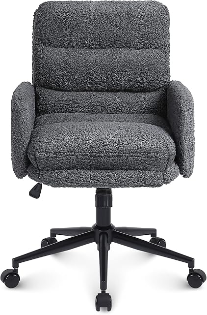 Youhauchair Office Chairs for Home, Faux Fur Desk Chair Computer Chairs with Adjustable Height, Comfortable Cashmere Swivel Chair Bedroom Chair, Ergonomic Office Chair Warm for Winter