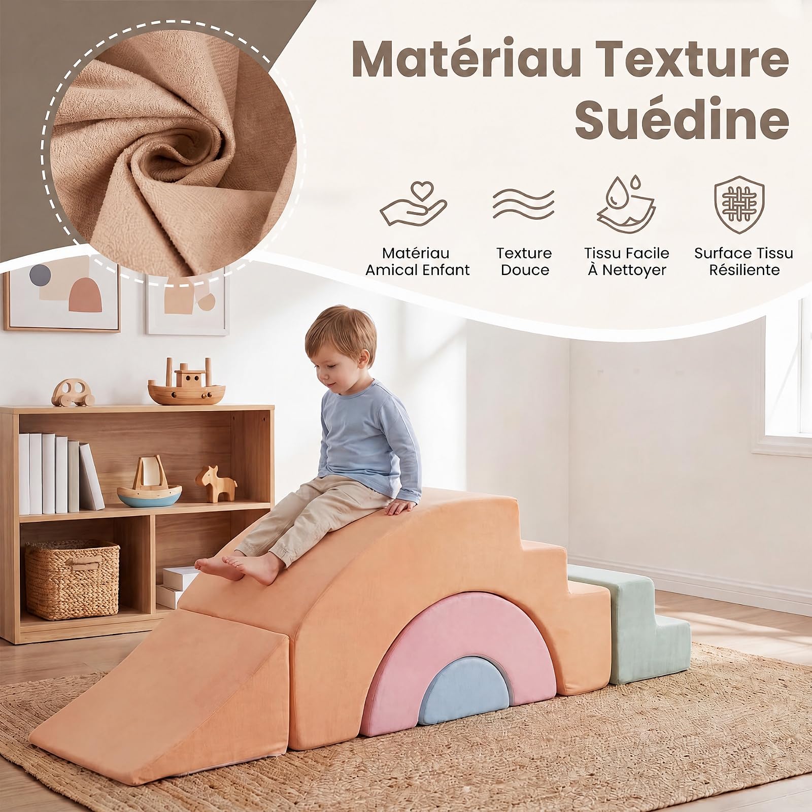 GOPLUS Parcours Motricité Bébé en Mousse 5 Pièces pour Tout-Petits 3+Ans