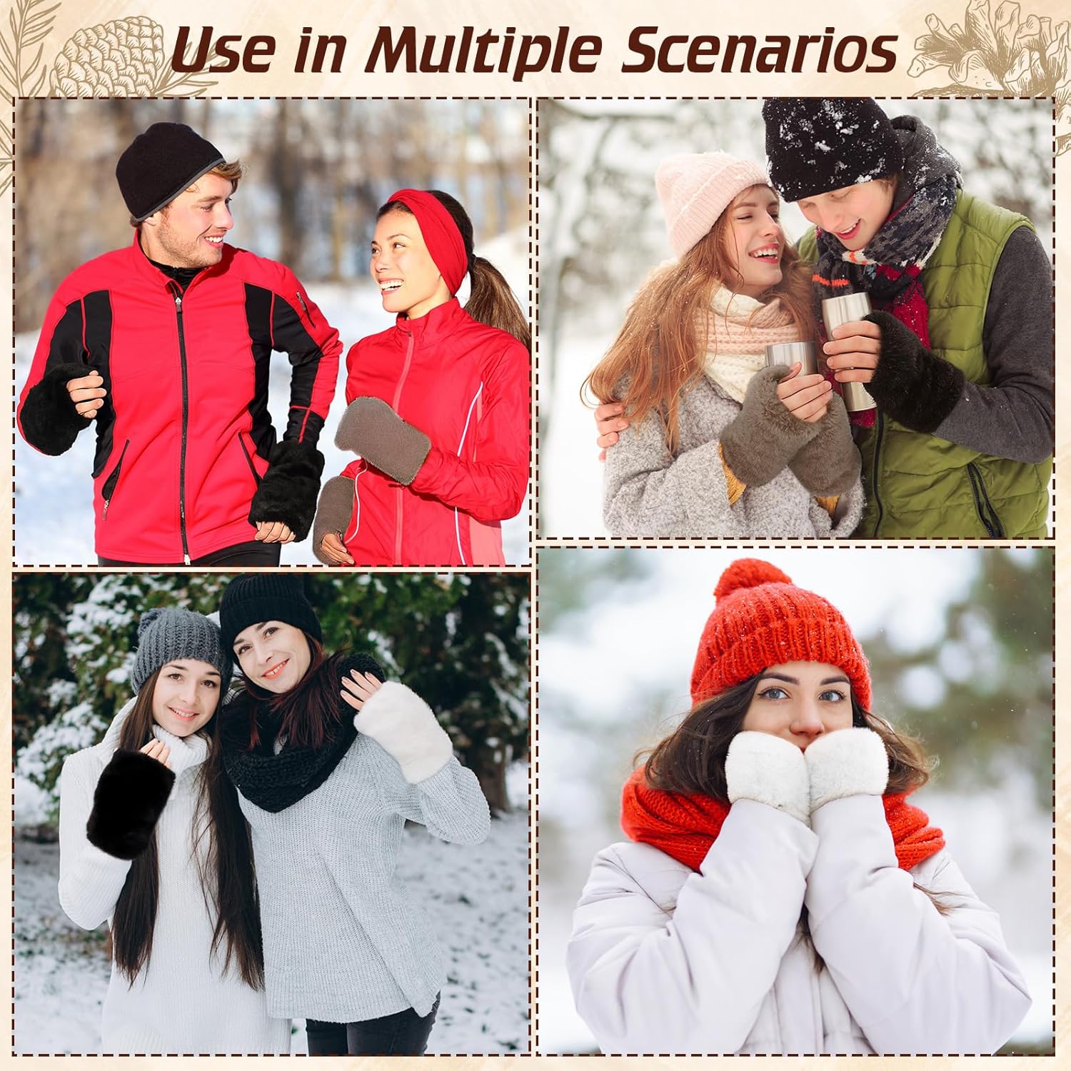 Women Fingerless Faux Fur Gloves Plush Furry Mittens Soft Fluffy Winter Half Finger Arm Warmer Cold Weather - Image 5