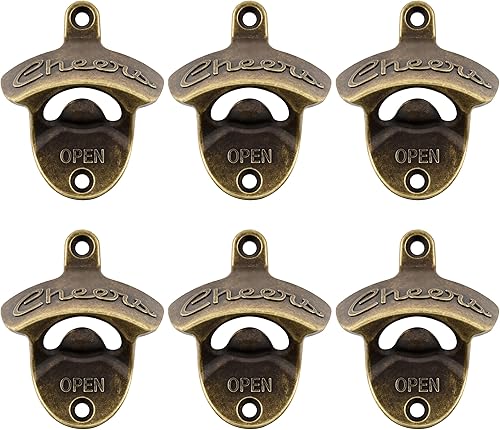 Miniatura 13 de Abridor de botellas de estilo antiguo, abridor de tapa de cerveza montado en la pared, regalo de salud, abrebotellas de soda de cobre antiguo para