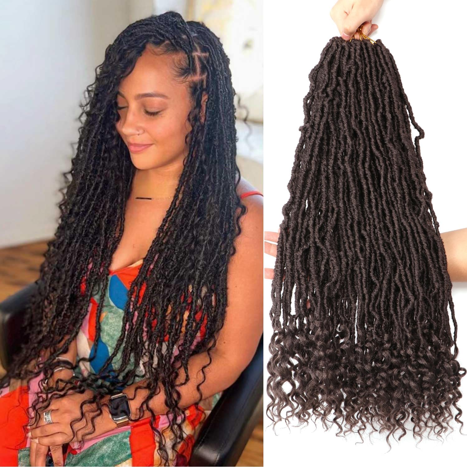 8 Packs Faux Locs Crochet Hair Extensions for Black Women Crochet Braids Hair Extensions for Braiding Hair Goddess Locs Crochet Hair (18 Inch (Pack of 8)