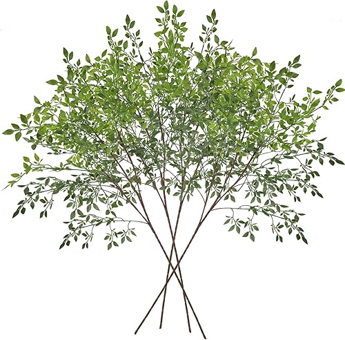 ACJRYO 4 tallos de vegetación artificiales, ramas Nandina de 43.3 pulgadas, tallos altos para plantas de imitación para jarrón, tallos de decoración