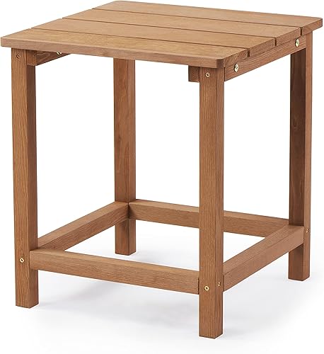 Mesa auxiliar de madera para exteriores, mesa auxiliar de jardín para patio, mesa de centro para interiores o exteriores