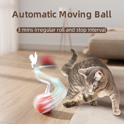 Miniatura 2 de Juego de juguetes interactivos para gatos, 1 juguete láser automático con varita de plumas y 2 juguetes de bola para gatos, juguetes recargables 3