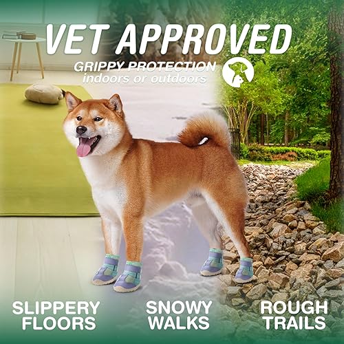 Miniatura 4 de Aokown Zapatos para perros pequeños, botas para cachorros para nieve de invierno, pavimento caliente, botines para perros y protectores de patas,