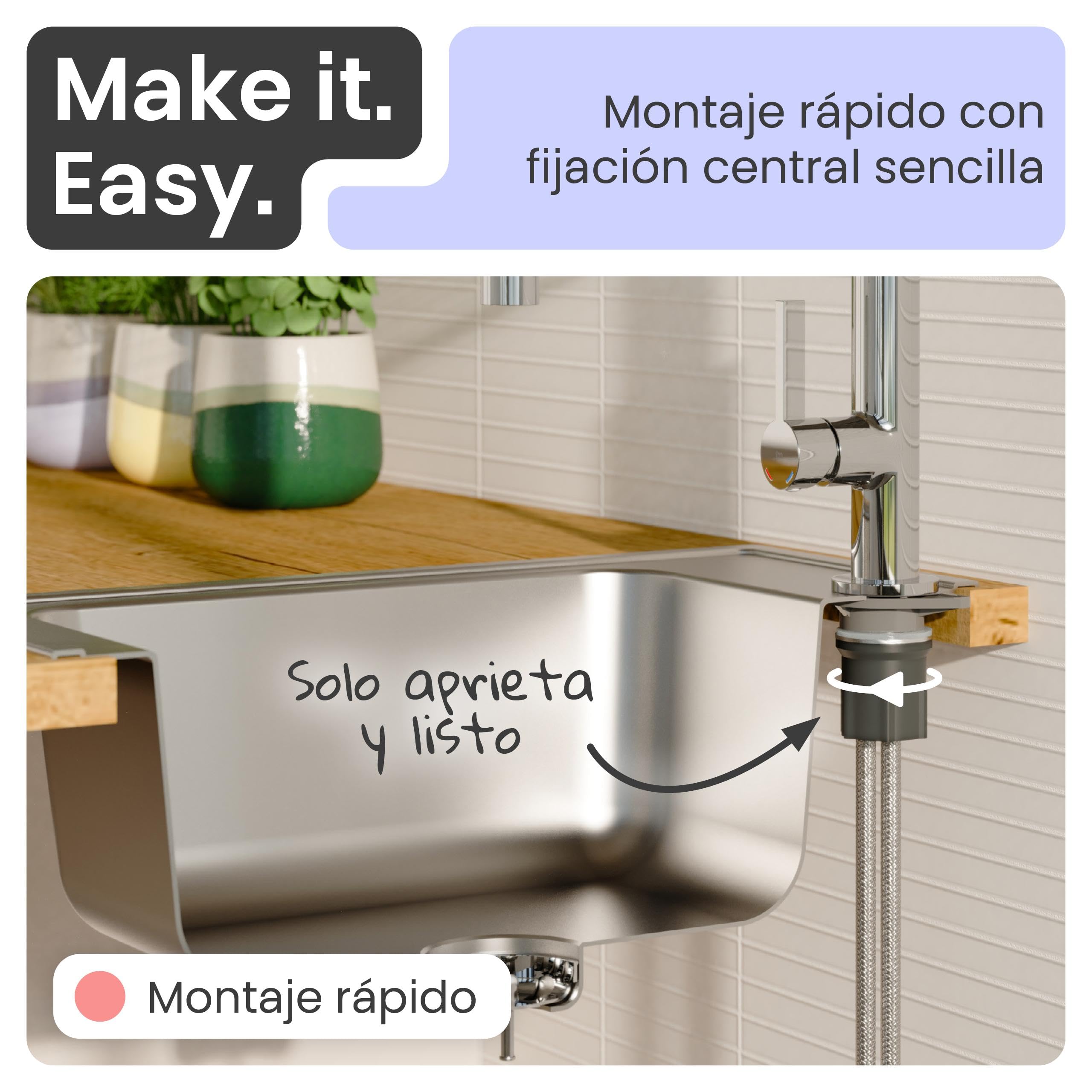 instmaier Nova | grifo de cocina | mezclador de fregadero con rociador de vajilla flexible | grifo mezclador para la cocina | grifo de cocina de movimiento libre