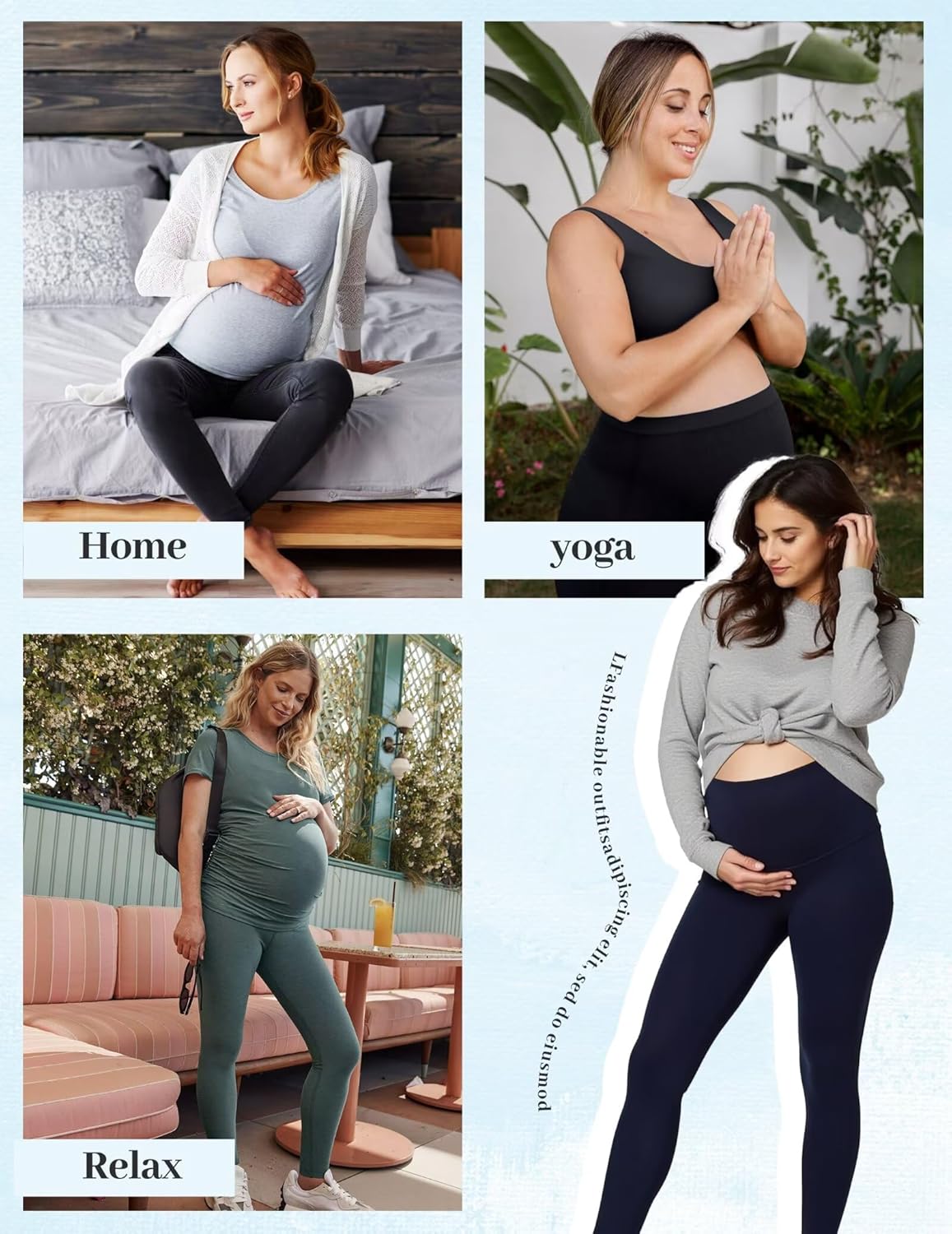 Fotociti 2/3/4 Pack Maternity Leggings With Pockets Over The Belly,Womens Pregnancy Workout Yoga Active Soft Tights Pants - Image 2