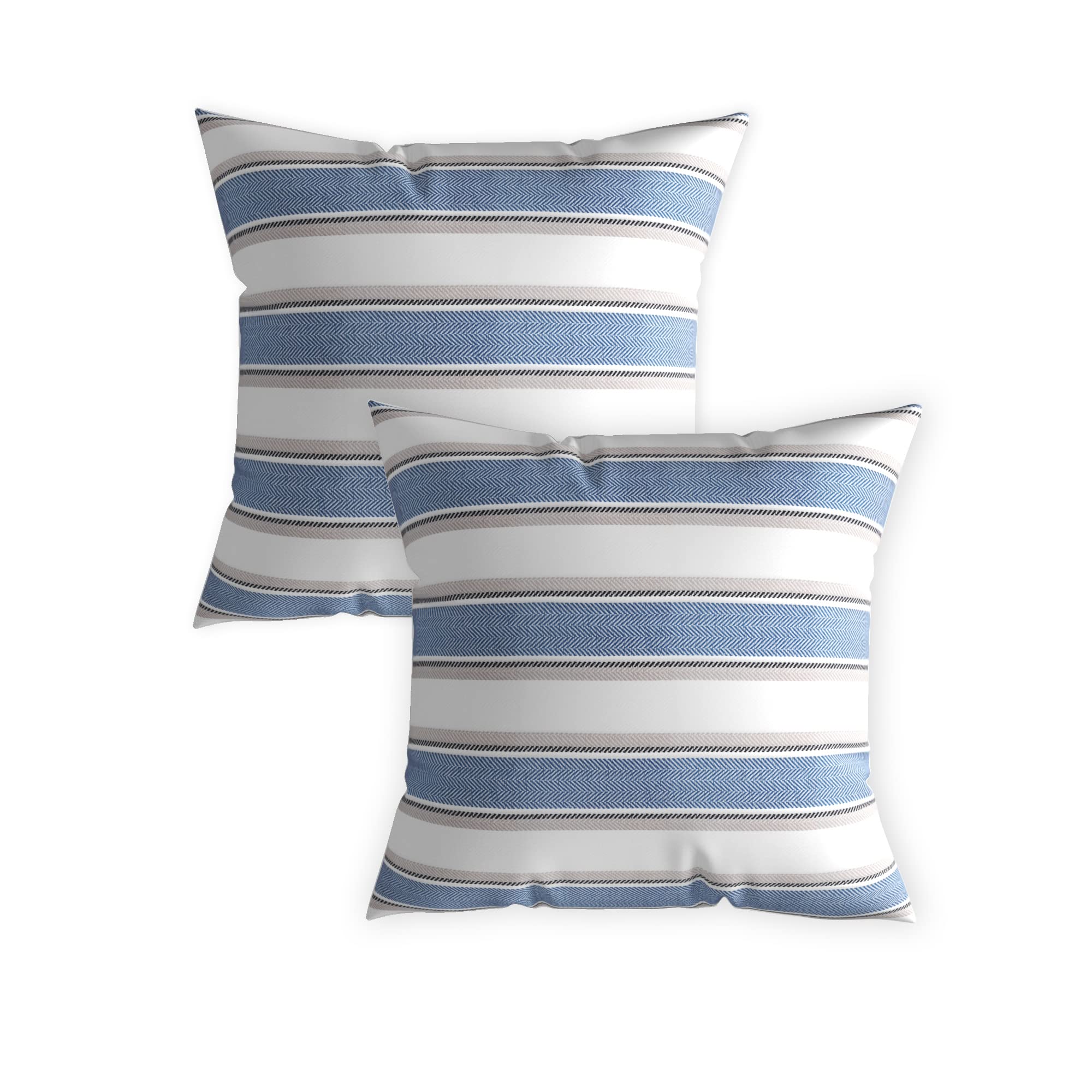 Fundas de almohada cuadradas de lino sintético suave con cremallera oculta para sofá, dormitorio, suelo, azul marino, marrón, negro y blanco, 26 x 26 pulgadas, 2 piezas