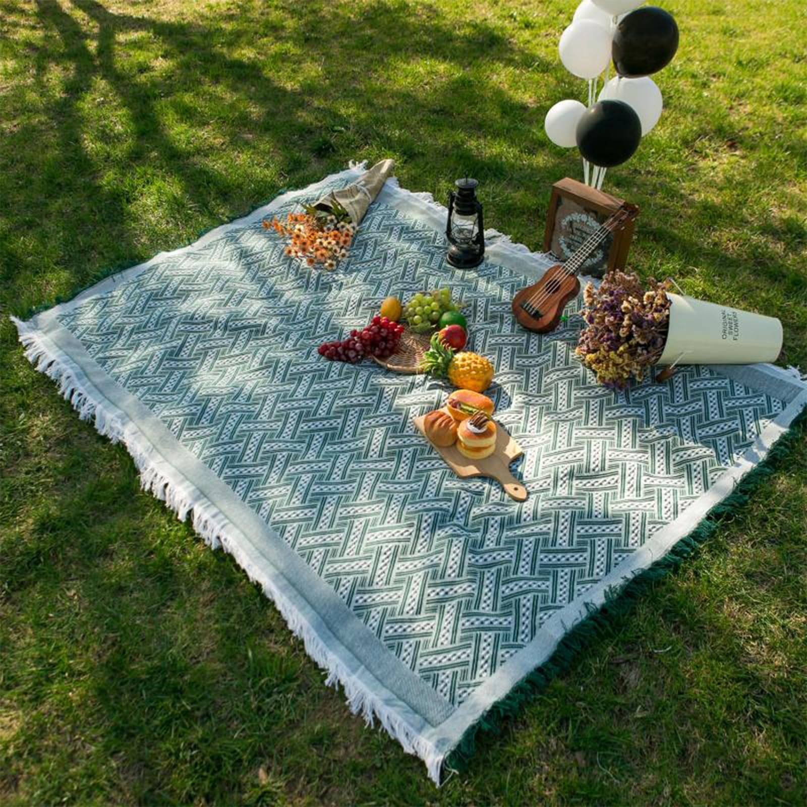 Manta Picnic Extragrande para Exteriores, Mantas Plegables, Tapete Picnic Cuadros Vichy, para CéSped Camping y Playa(130 * 130cm)