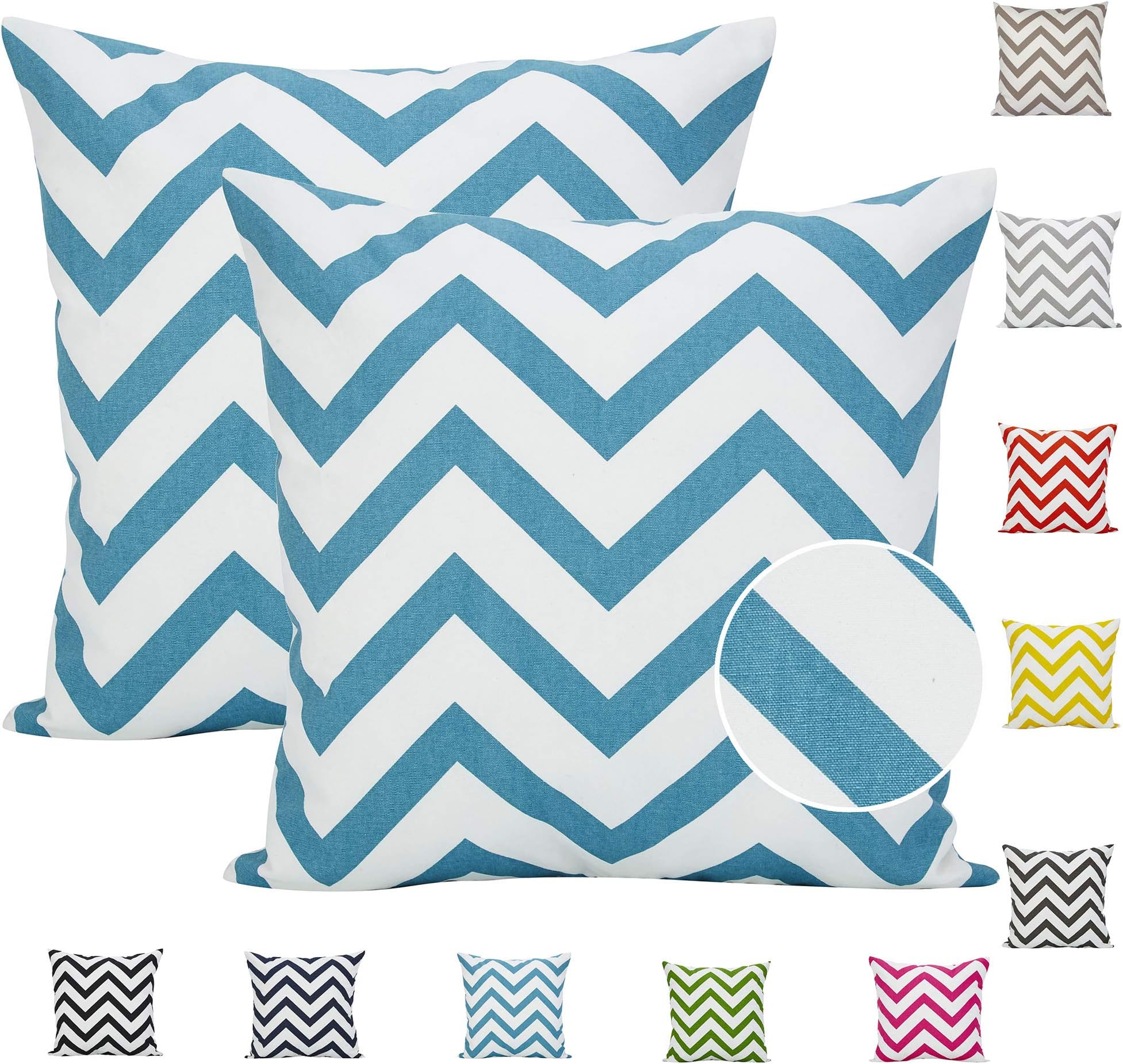 Comoco® 2pc-Pattern Decorative Geometric Thick Canvas Pillowcase Cushion Cover for Sofa Throw Pillow Case(30x45cm,Turquoise)