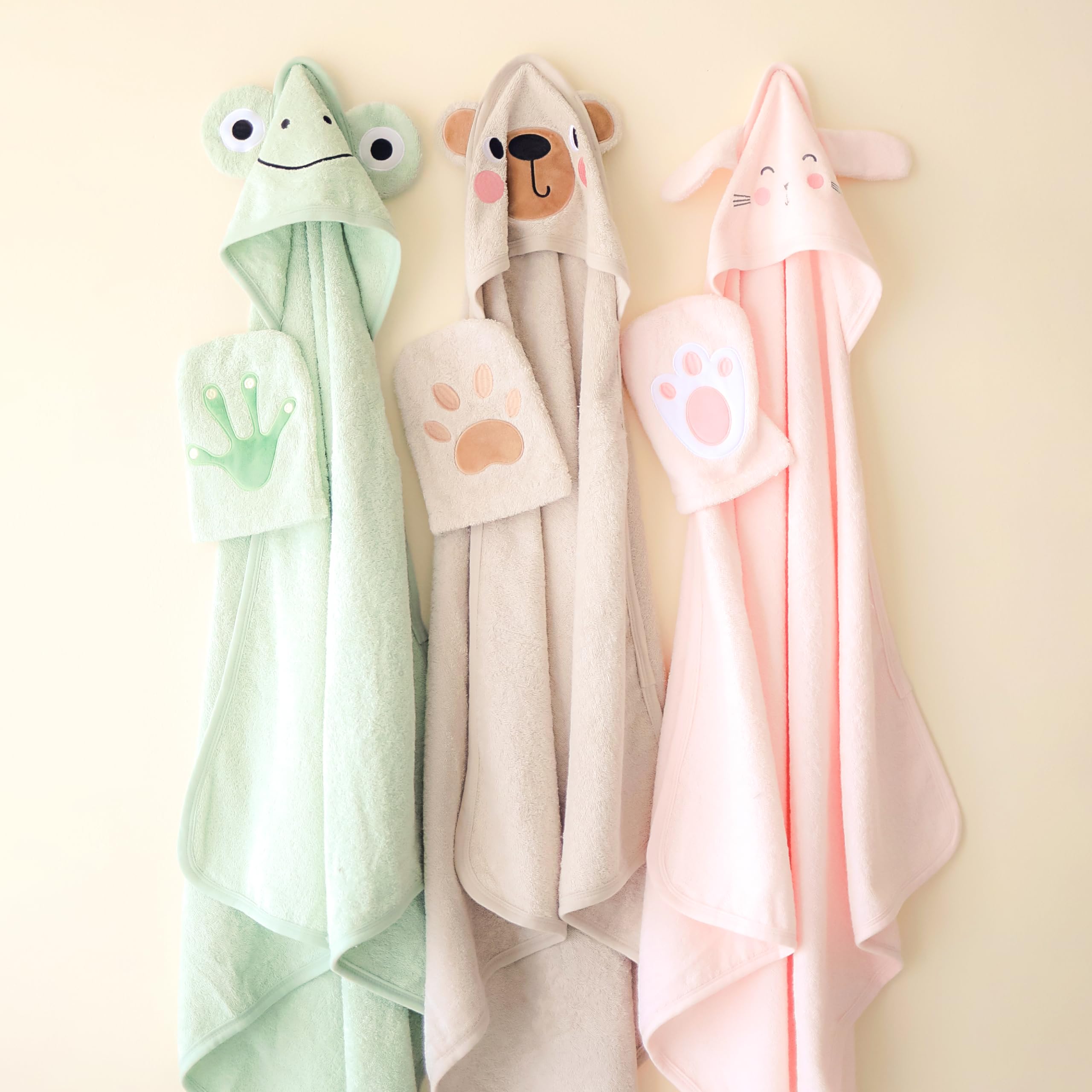 CuddleBug Set de Capa de Baño con Capucha y Manopla para Bebé - 100% Algodón Rizo Premium - Toalla Infantil Ultra Suave y Absorbente para Recién Nacidos y Niños (85 x 85 cm) - Lamb — view 7