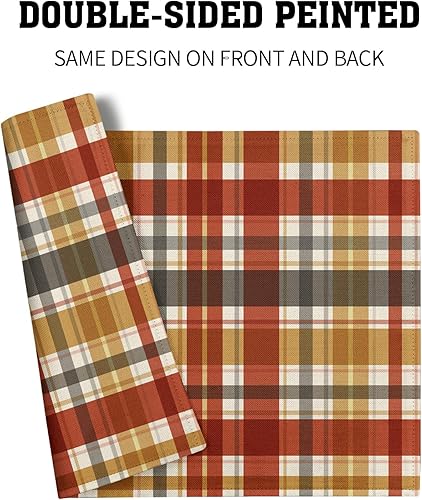 Miniatura 37 de Juego de 4 manteles individuales de arpillera con hojas de otoño, 12 x 18 pulgadas, calabazas de acuarela, Acción de Gracias, decoración de otoño