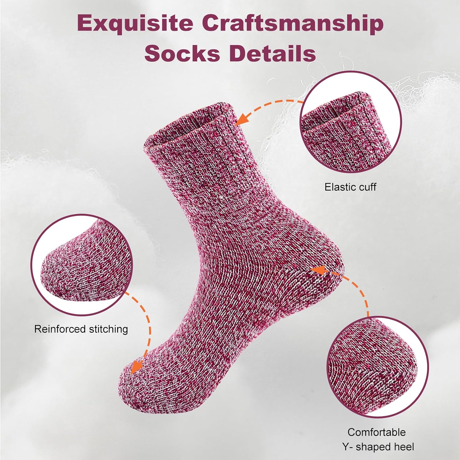 LKV 5 Pairs Wool Socks for Women - Stocking Stuffers Gifts for Women - Cute Cozy Thick Womens Socks image 5