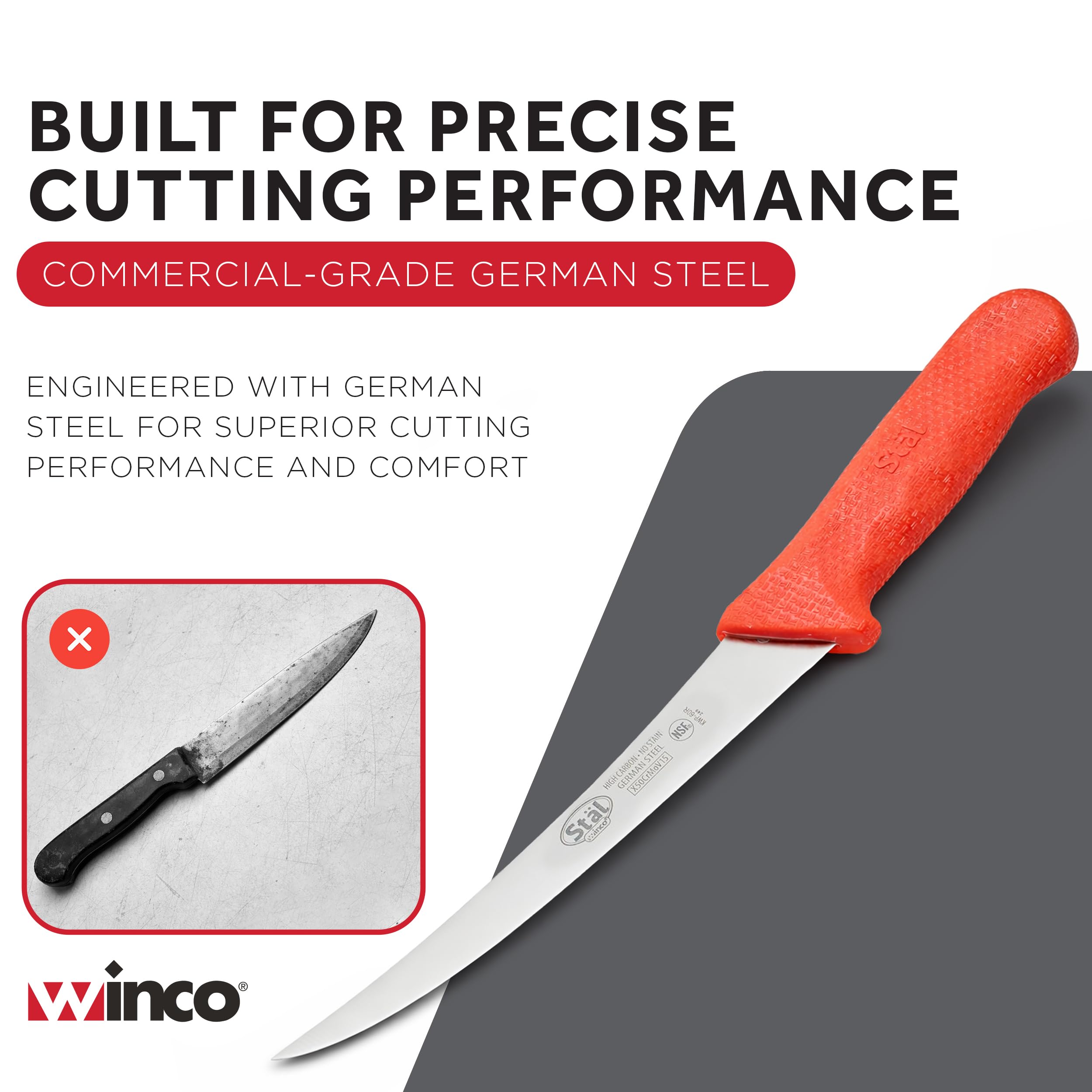 Winco 6" Red Plastic Commercial-Grade Boning Knife — Amazon image 7