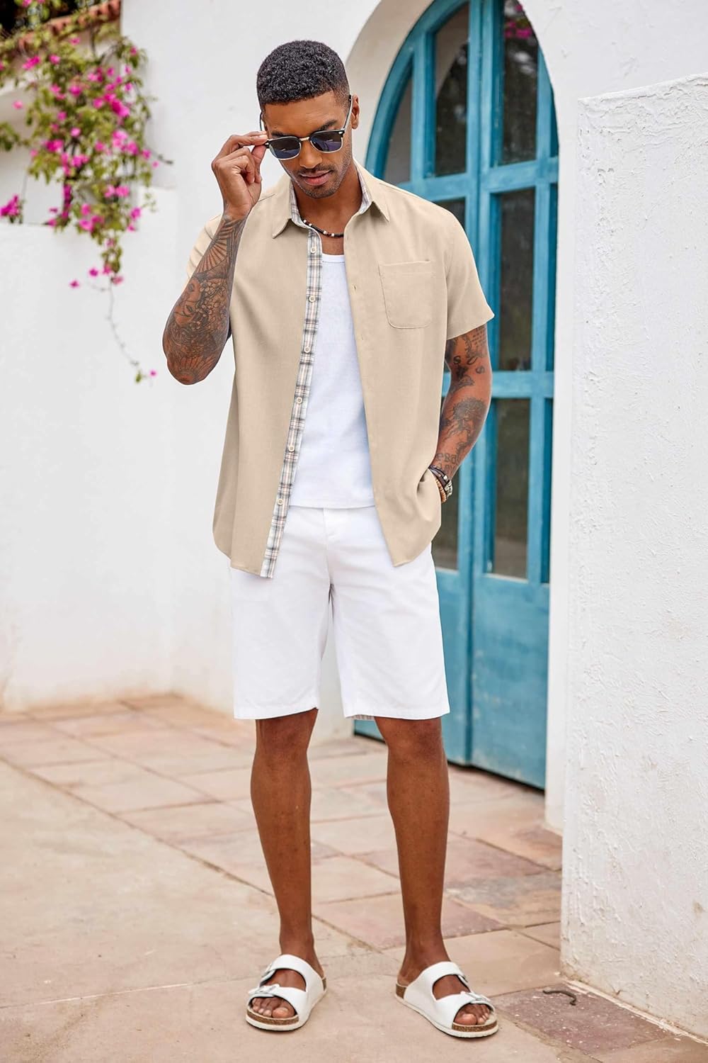 COOFANDY Men's Button Down Shirts Short Sleeve Casual Summer Beach... - Picture 82 of 180