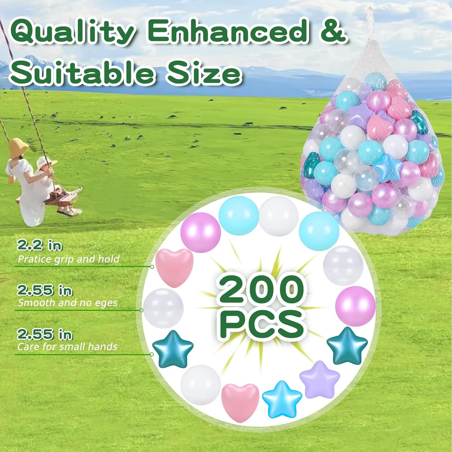 TRENDPLAY Star Balls for Ball Pits 400 Count Plastic Balls for Baby Ball Pit, for Boys Girls Toddlers Play Tent,2.2"